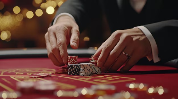 Live-dealer studio with multi-camera blackjack table and real dealer